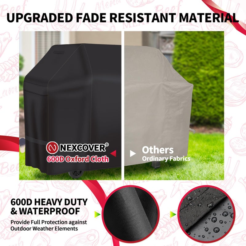 NEXCOVER 55 Inch Grill Cover - 600D Heavy Duty Waterproof and Weather Resistant BBQ Cover for Weber, Char Broil, Nexgrill - Fade Resistant, Black - Image 4